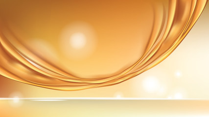 Orange golden flowing liquid vector abstract background