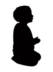 Canvas Print - baby boy sitting body silhouette vector