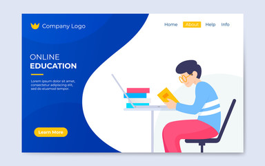 modern flat online education landing page