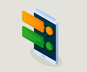 Wall Mural - chatting and messaging. social networking concept. vector 3d isometric illustration. eps 10.