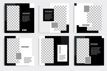 Wall Mural - Editable minimal square banner template. Black and white background color. Suitable for social media post and web/internet ads. Vector illustration with photo college