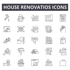 House renovation line icons, signs, vector set, outline concept, linear illustration