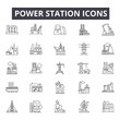 Power station line icons, signs, vector set, outline concept, linear illustration