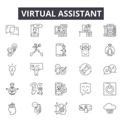 Virtual assistants line icons, signs, vector set, outline concept, linear illustration