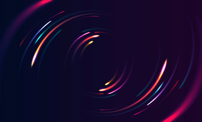 Wall Mural - neon lights in motion moving by circle shape, bright light graphic with sparks