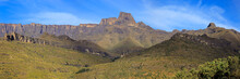 Panoramic View The Amphitheater Of The Drakensberg Mountains, Royal Natal National Park, South Africa.