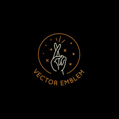 Wall Mural - vector abstract logo design template in trendy linear minimal style - good luck