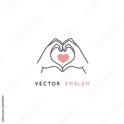 Fotomural Vector abstract logo design template in trendy linear minimal style - hands maki
