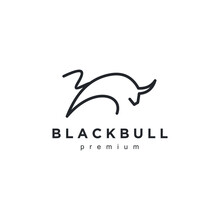 Bull Line Art Outline Monoline Linear Logo Vector Icon