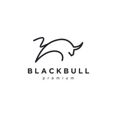 Aufkleber - bull line art outline monoline linear logo vector icon