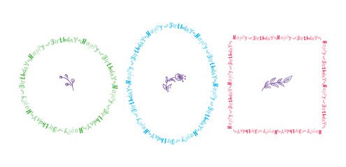 Wall Mural - happy birthday lettering frames set