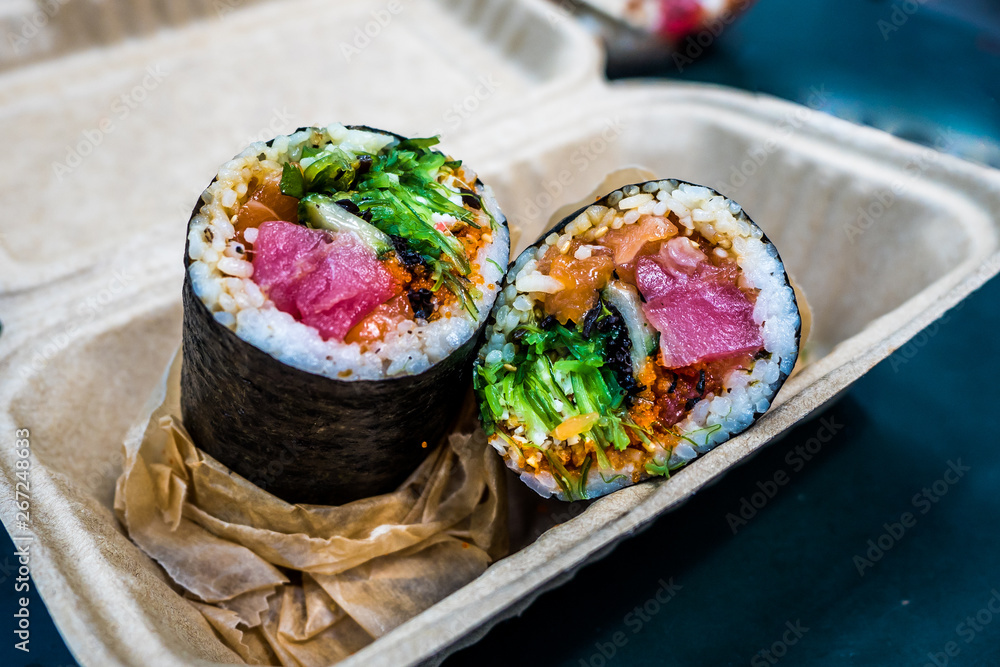 Sushi burrito is a new fusion Japanese food with modern society, which created an amazing taste and texture. It is being serve as one of the most famous dish in New York city that everybody should eat