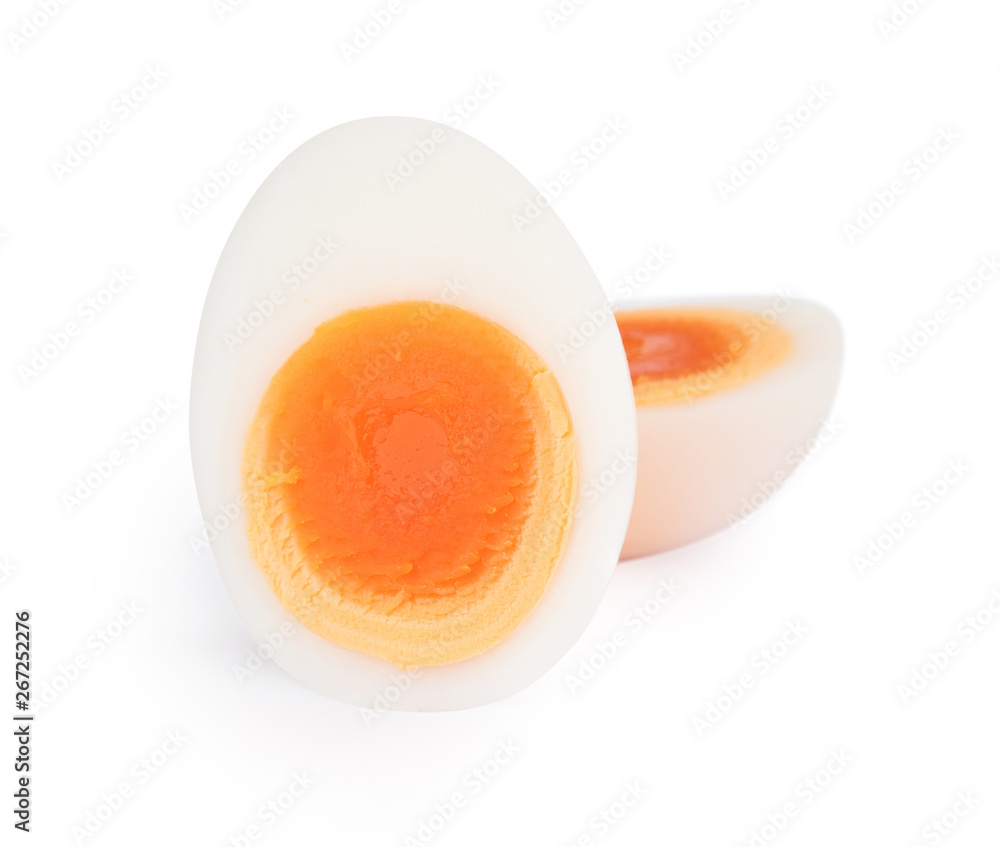 Boiled egg sliced isolated on white background food object design - obrazy, fototapety, plakaty 
