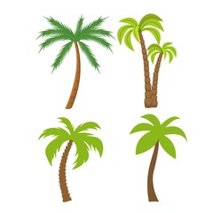 Wall Mural - Flat vector set of palm trees