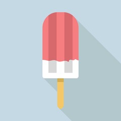 Wall Mural - Vanilla strawberry popsicle icon. Flat illustration of vanilla strawberry popsicle vector icon for web design
