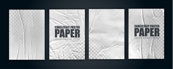vector illustration object. badly glued white paper. crumpled poster