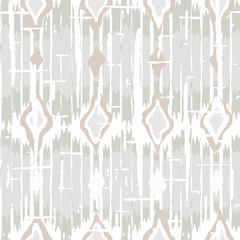 Aufkleber - Ikat pattern vector. Geometric background with ethnic rug fabric texture and chevron shapes in neutral pastel colors.