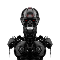 Sticker - Mechanical robotic bust, 3d rendering