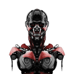 Sticker - Mechanical robotic bust, 3d rendering