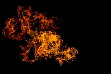 Fire flames on black background. fire on black background isolated. fire patterns.