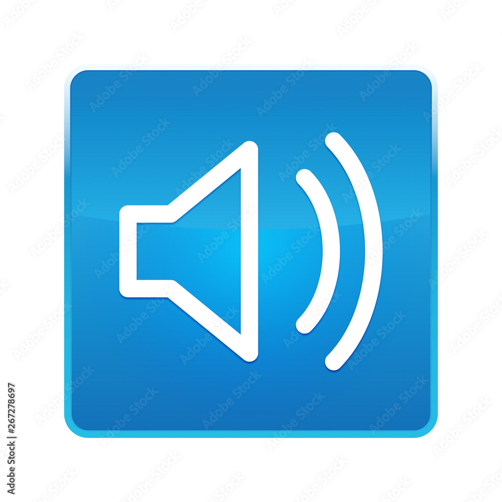 Volume speaker icon shiny blue square button