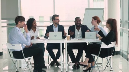 Sticker - Diverse business people group brainstorm in teamwork at conference table