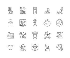 Wall Mural - Baby line icons, linear signs, vector set, outline concept illustration