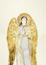 Watercolor Gold Angel. Christian Banner