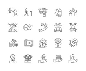 Wall Mural - Bookmakers line icons, linear signs, vector set, outline concept illustration