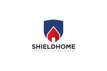 Wall Mural - shield home logo and icon vector illustration design template