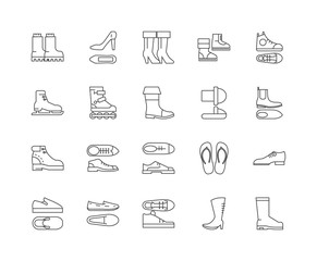 Poster - Footwear line icons, linear signs, vector set, outline concept illustration