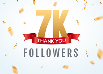 Canvas Print - Thank you 7000 followers design template social network number anniversary. Social 7k users golden number friends thousand celebration