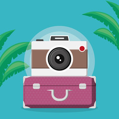 Sticker - suitcase travel with camera photographic