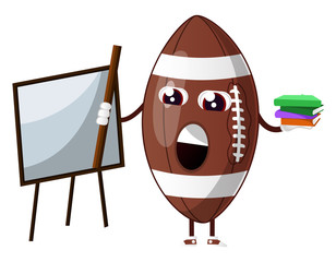 Sticker - Rugby ball is teaching, illustration, vector on white background.