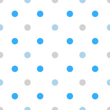 Polkadot Blue Grey Seamless Pattern White Background Vector