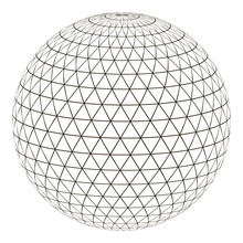 Ball Sphere Grid Triangle On Surface, Vector Layout Globe Planet Earth With A Grid, The Concept Of The Virtual World