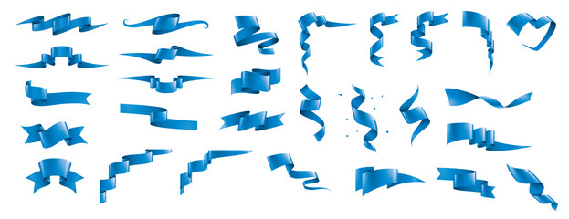 Wall Mural - blue ribbon on white background. vector illustration