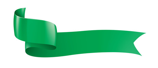 Wall Mural - green ribbon on white background. vector illustration
