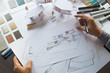 © Chaosamran_Studio - architect design working drawing sketch plans blueprints and making architectural construction model in architect studio