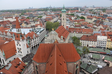 Canvas Print - Munich from the height of the Cathedral of St. Peter on a cloudy day