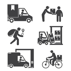 Wall Mural - shipping and delivery service people icons