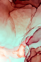  Alcohol ink sea texture. Contemporary art. Spots of oil paint. Abstract art background. Multicolored bright texture. Fragment of artwork. Modern art. Inspired by the sky, as well as steam and smoke.