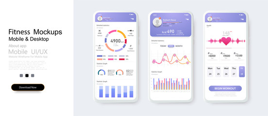Poster - Modern mobile infographic vector template with statistics graphs and finance charts. Great design for any purposes. Growth graph trade. Financial diagram. Simple infographic design layout. Vector