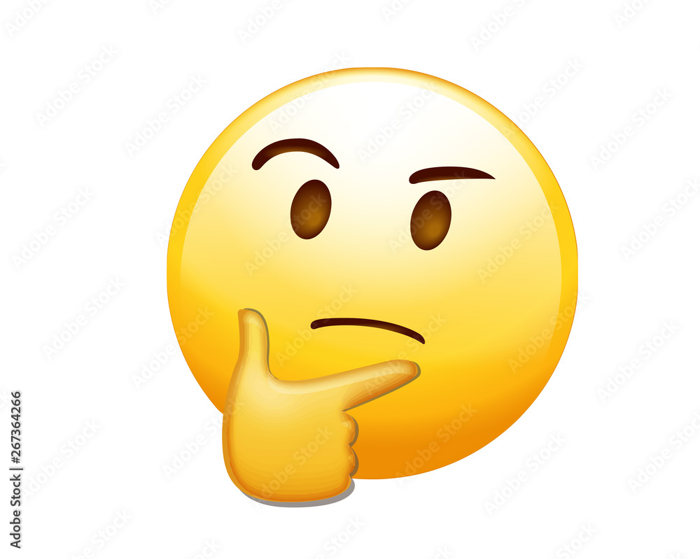 Vector yellow considering face with right hand flat icon Stock Vector ...