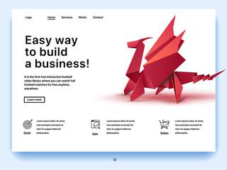 Wall Mural - website providing the service of easy way to build a business. concept of a landing page for buildin