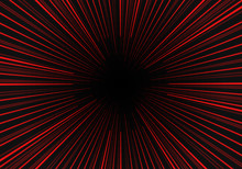 Radial Zoom Speed Red Line On Black Vector Illustration.