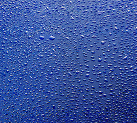 drops on a blue surface 