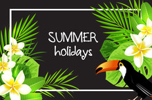 Summer Tropical Background With Flowers