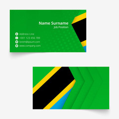 Wall Mural - Tanzania Flag Business Card, standard size (90x50 mm) business card template.
