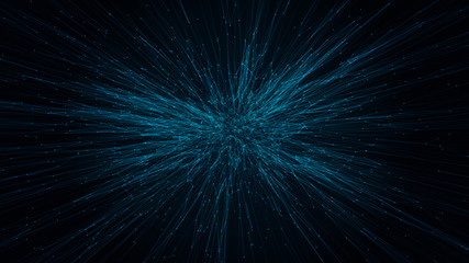 Wall Mural - Dynamic powerful light explosive energy, beautiful neon flame light particulars growing in the space, opening presentation background, 3D Rendering for presentation